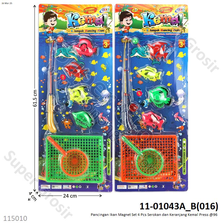 Pancingan Ikan Magnet Set 4 Pcs Serokan dan Keranjang Kemal Press @96
