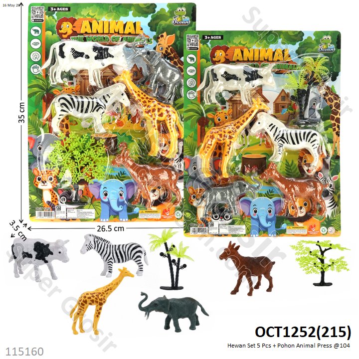 Hewan Set 5 Pcs + Pohon Animal Press @104