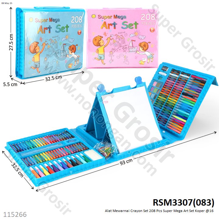 Alat Mewarnai Crayon Set 208 Pcs Super Mega Art Set Koper @16
