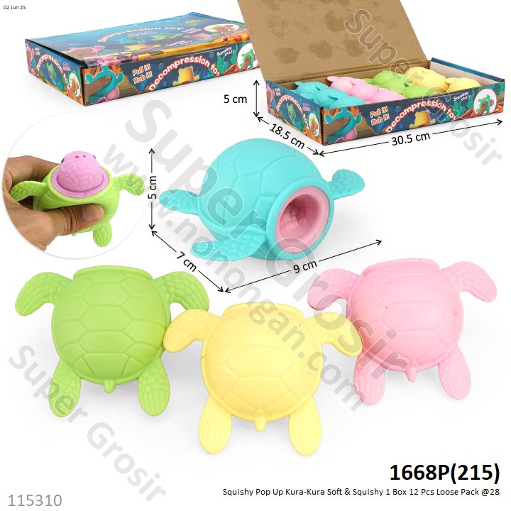Squishy Pop Up Kura-Kura Soft &amp; Squishy 1 Box 12 Pcs Loose Pack @288