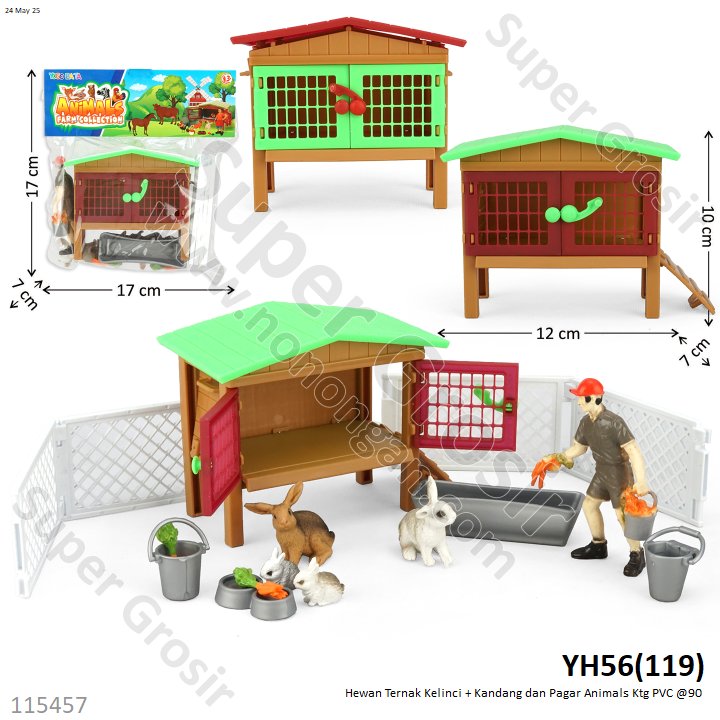 Hewan Ternak Kelinci Set Kandang dan Pagar Animals Ktg PVC @90