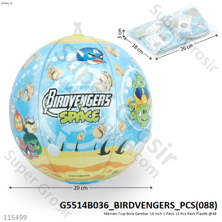 Mainan Tiup Bola Gambar 14 Inch 1 Pack 12 Pcs Pack Plastik @48