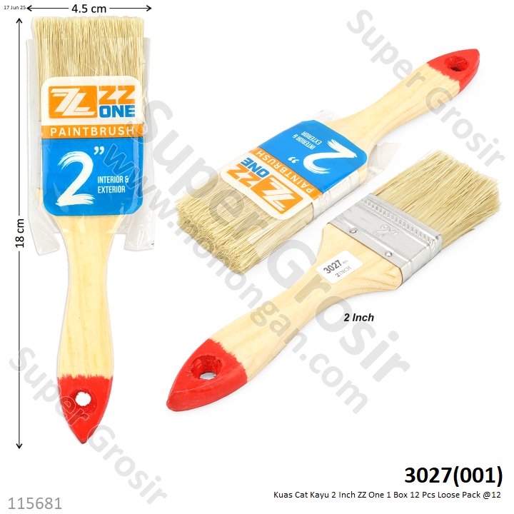 Kuas Cat Kayu 2 Inch ZZ One 1 Box 12 Pcs Loose Pack @12