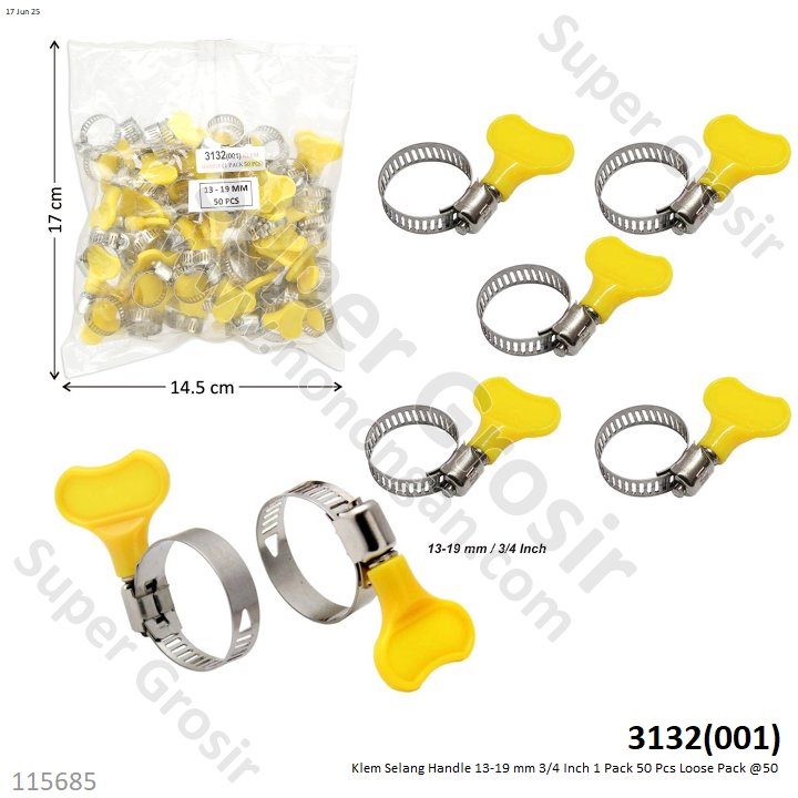 Klem Selang Handle 13-19 mm 3/4 Inch 1 Pack 50 Pcs Loose Pack @50