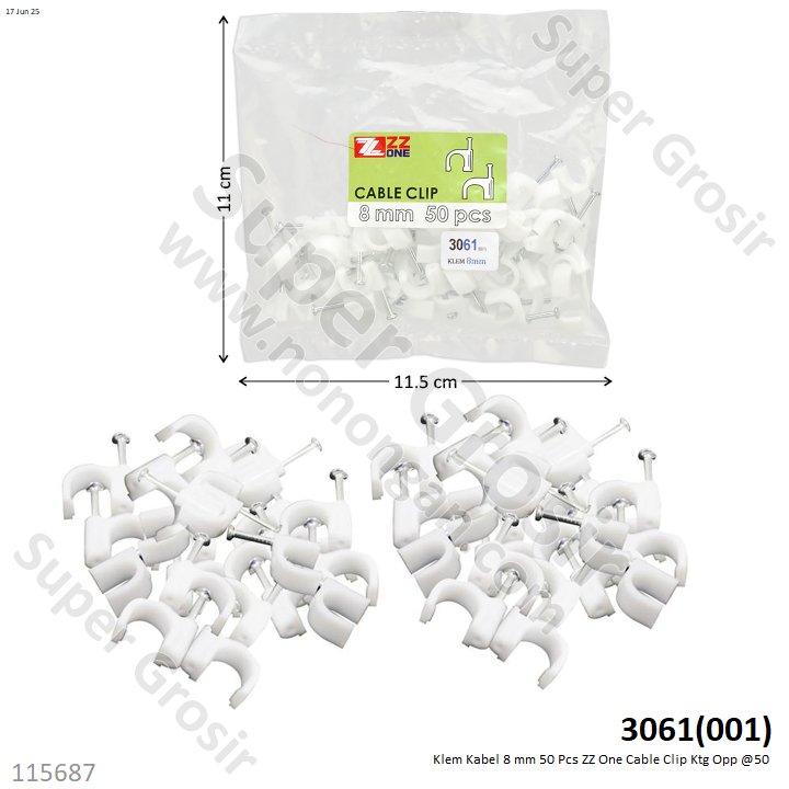 Klem Kabel 8 mm 50 Pcs ZZ One Cable Clip Ktg Opp @50