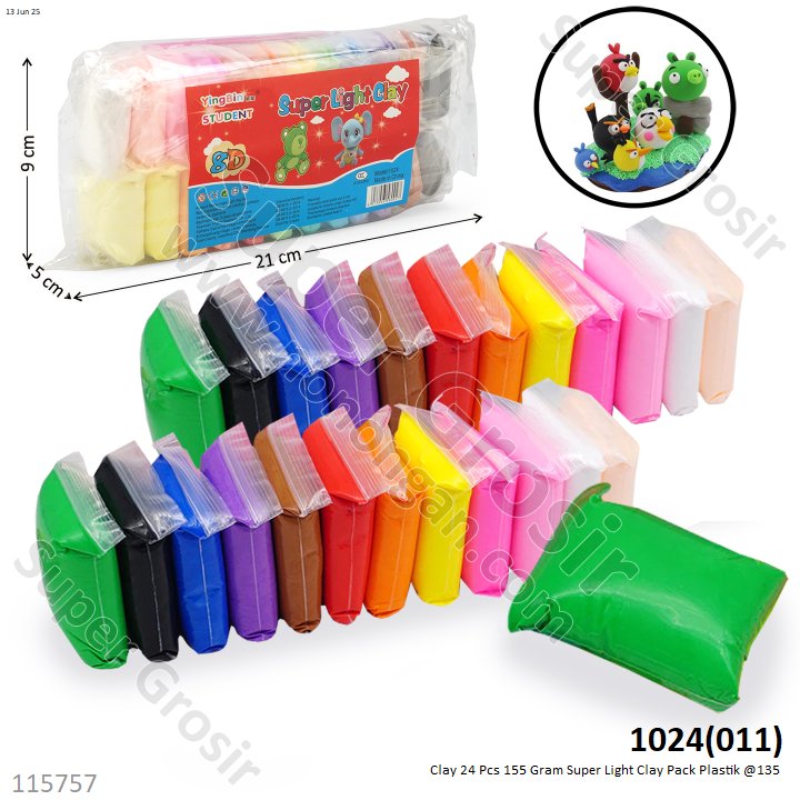Clay 24 Pcs 150 Gram Super Light Clay Pack Plastik @135