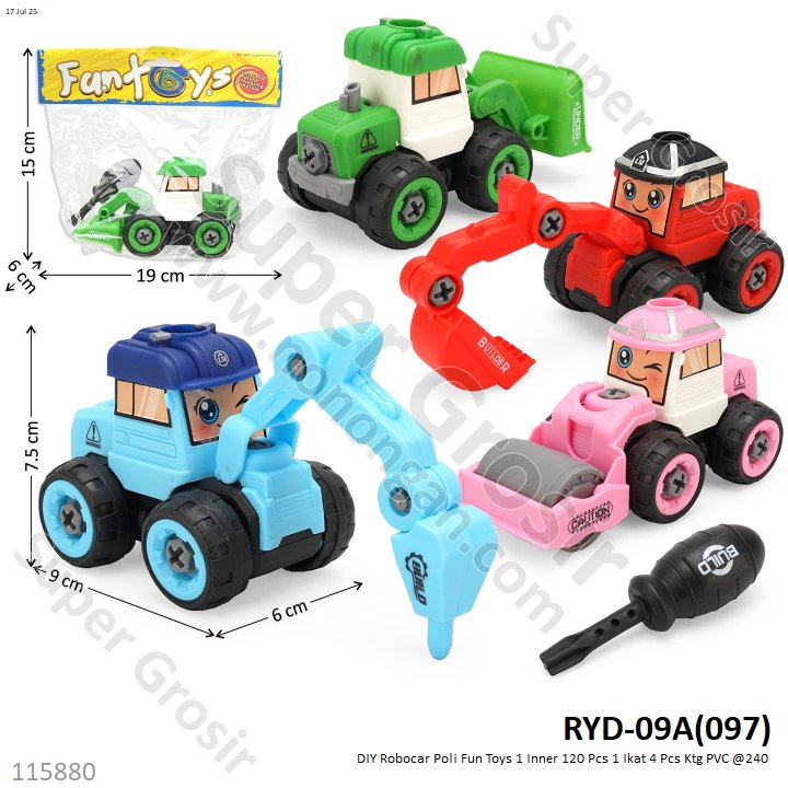Truk Konstruksi Robocar Poli DIY Fun Toys 1 Inner 120 Pcs 1 Ikat 4 Pcs Ktg PVC @240