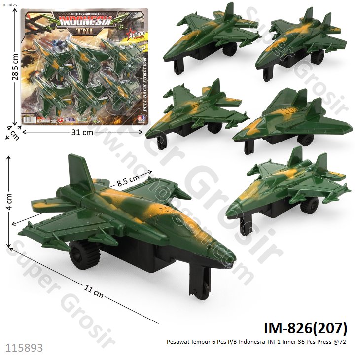 Pesawat Tempur 6 Pcs P/B Indonesia TNI 1 Inner 36 Pcs Press @72