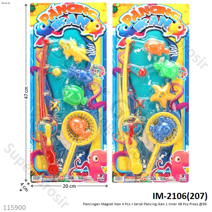 Pancingan Magnet Ikan 4 Pcs + Serok Pancing Ikan 1 Inner 48 Pcs Press @96
