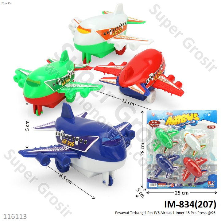 Pesawat Terbang 4 Pcs P/B Airbus 1 Inner 48 Pcs Press @96