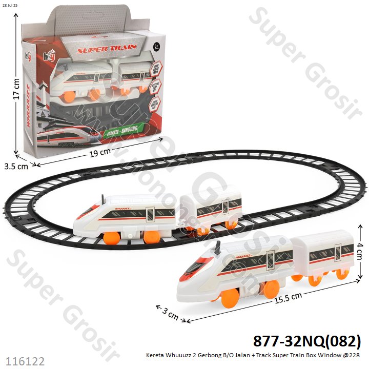 Kereta Cepat Whuuuzz 2 Gerbong B/O Jalan + Track Super Train Box Window @228