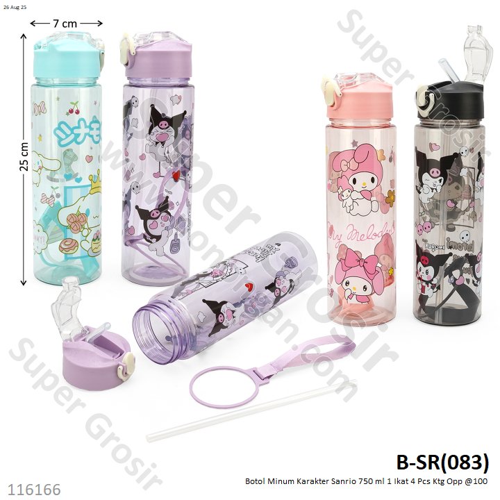 Botol Minum Karakter Sanrio 750 ml 1 Ikat 4 Pcs Ktg Opp @100