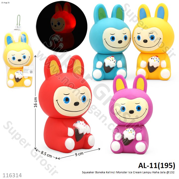 Squeaker Boneka Labubu Ice Cream Lampu Haha Jala @132