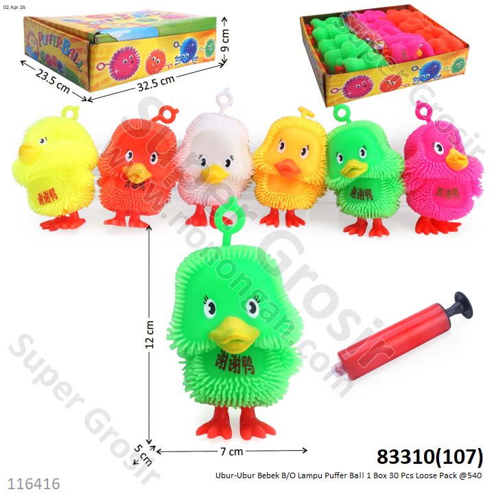Ubur-Ubur Bebek B/O Lampu Puffer Ball 1 Box 30 Pcs Loose Pack @540