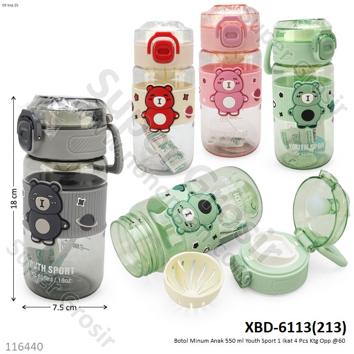 Botol Minum Anak 550 ml Youth Sport 1 Ikat 4 Pcs Ktg Opp @60