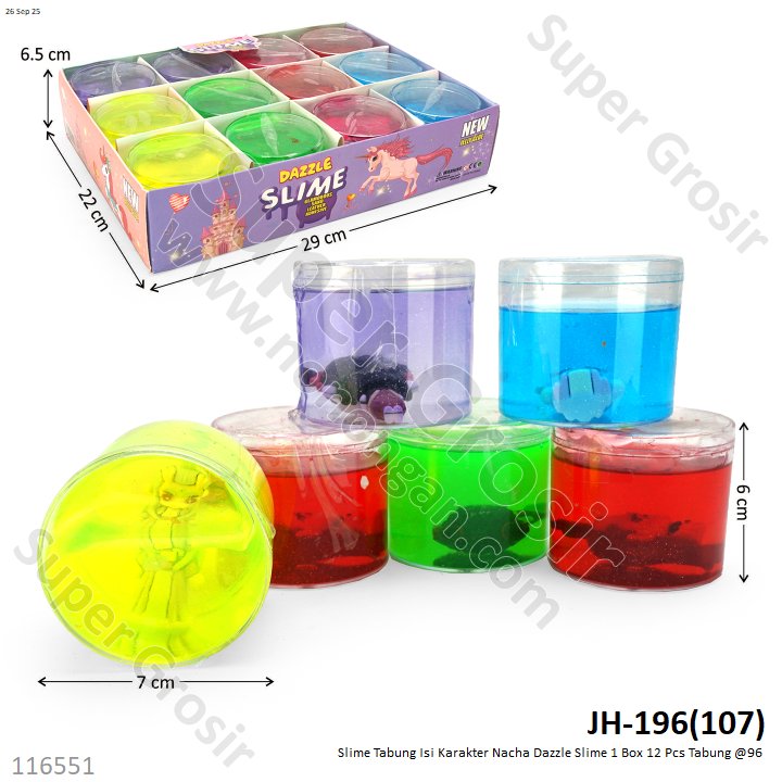 Slime Tabung Isi Karakter Nacha Dazzle Slime 1 Box 12 Pcs Tabung @96