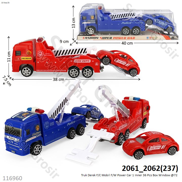 Truk Derek F/C Mobil F/W Power Car 1 Inner 36 Pcs Box Window @72