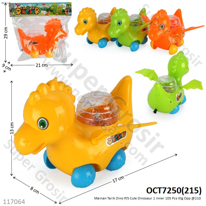 Mainan Tarik Dino P/S Cute Dinosaur 1 Inner 105 Pcs Ktg Opp @210