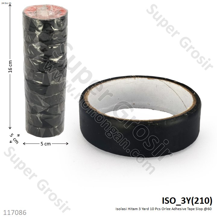 Isolasi Hitam 3 Yard 10 Pcs Orlee Adhesive Tape Slop @60