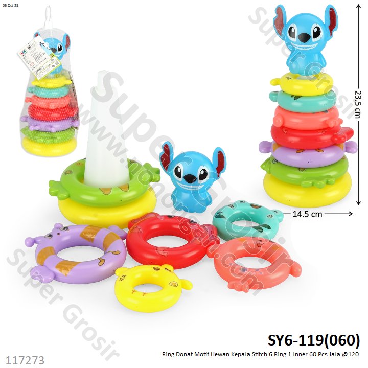 Ring Donat Motif Hewan Kepala Stitch 6 Ring 1 Inner 60 Pcs Jala @120