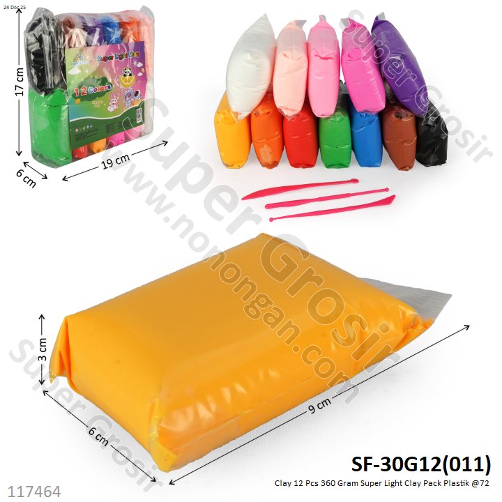 Clay 12 Pcs 360 Gram Super Light Clay Pack Plastik @72