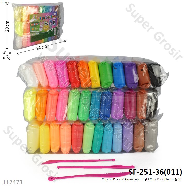 Clay 36 Pcs 230 Gram Super Light Clay Pack Plastik @90