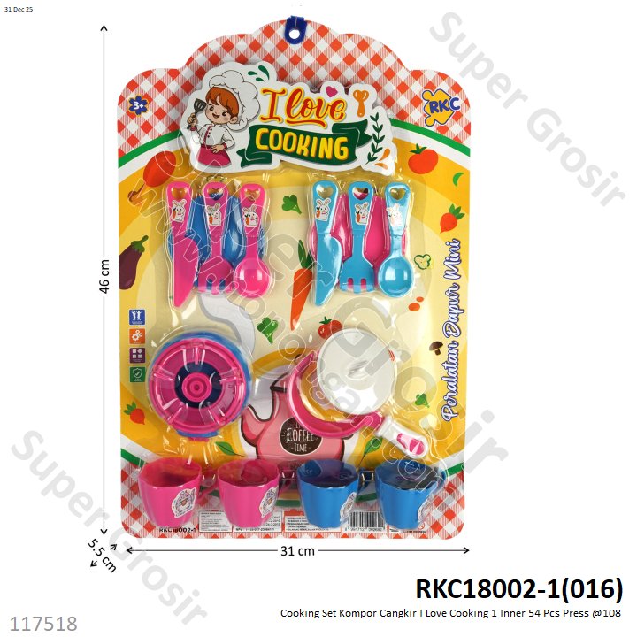 Cooking Set Kompor Cangkir I Love Cooking 1 Inner 54 Pcs Press @108