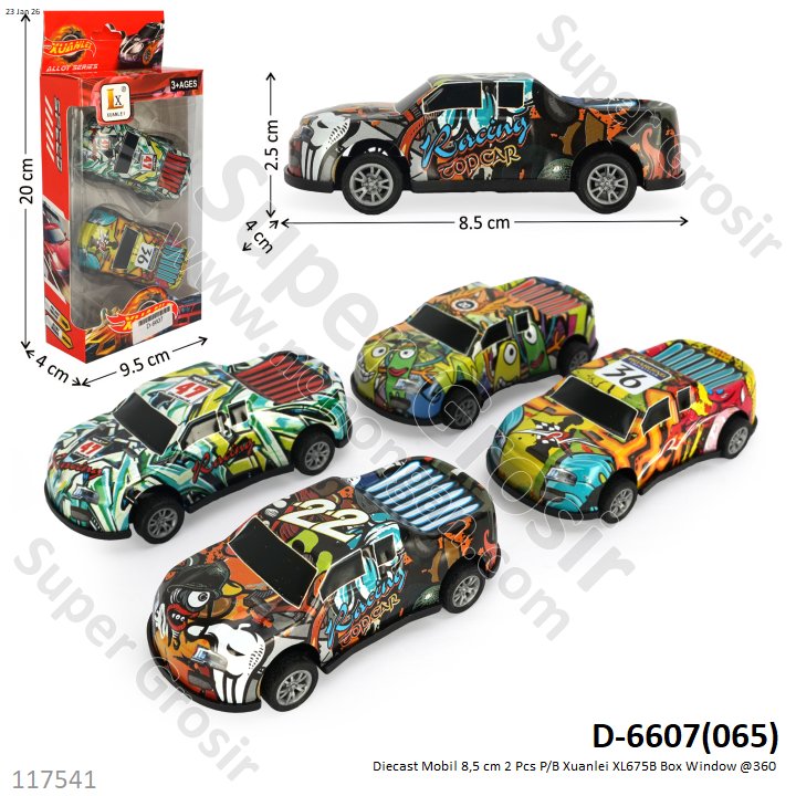 Diecast Mobil 8,5 cm 2 Pcs P/B Xuanlei XL675B Box Window @360