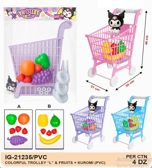 Trolley Belanja Loose Isi Buah dan Kuromi Trolley Junior 1 Inner 24 Pcs Ktg PVC @48
