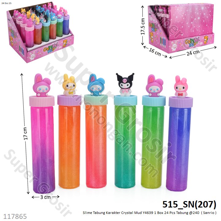 Slime Tabung Karakter Crystal Mud Y4639 1 Box 24 Pcs Tabung @240