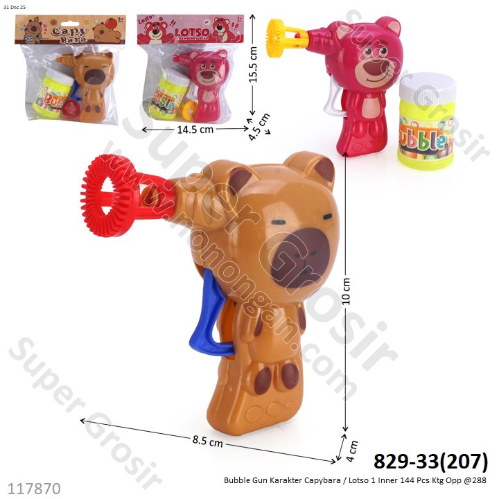Bubble Gun Karakter Capybara / Lotso 1 Inner 144 Pcs Ktg Opp @288