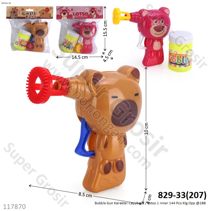 Bubble Gun Karakter Capybara / Lotso 1 Inner 144 Pcs Ktg Opp @288