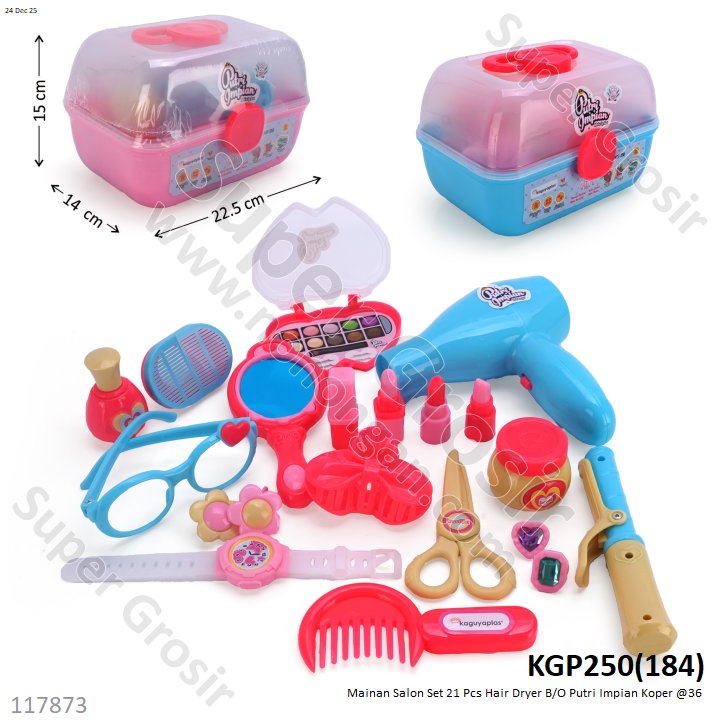 Mainan Salon Set 21 Pcs Hair Dryer B/O Putri Impian Koper @36