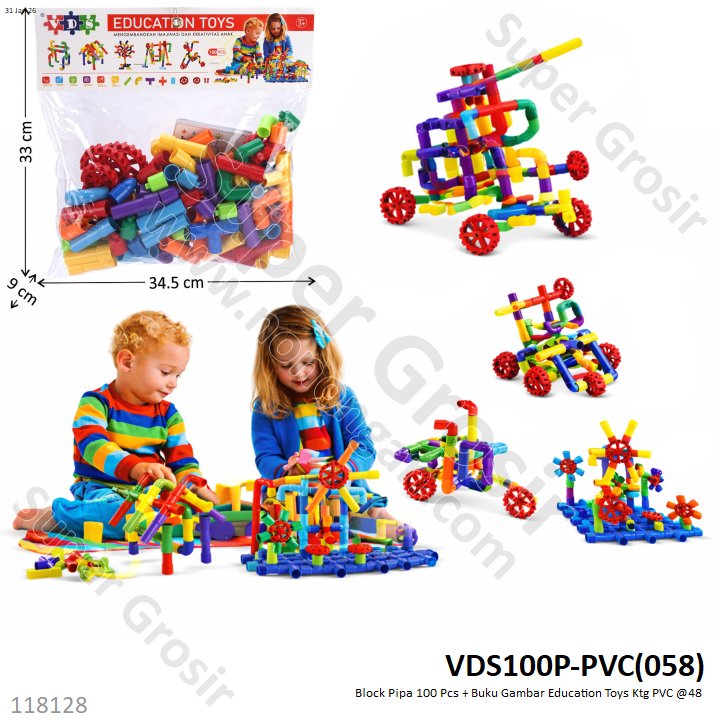 Block Pipa 100 Pcs + Buku Gambar Education Toys Ktg PVC @48