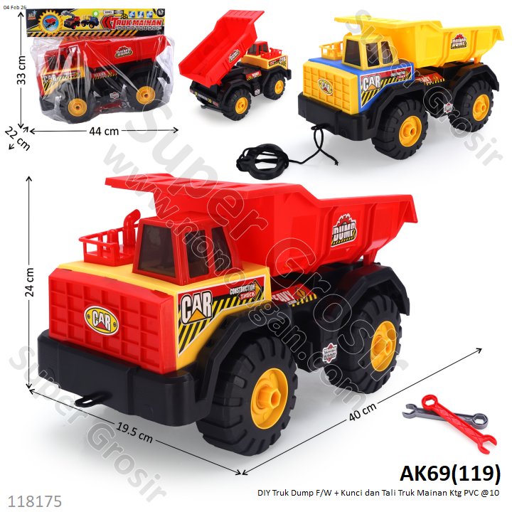 DIY Truk Dump F/W + Kunci dan Tali Truk Mainan Ktg PVC @10