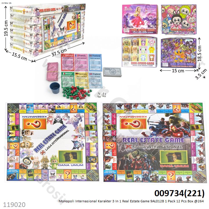 Monopoli Internasional Karakter 3 In 1 Real Estate Game 9AL012B 1 Pack 12 Pcs Box @264