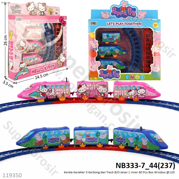 Kereta Karakter 3 Gerbong dan Track B/O Jalan 1 Inner 60 Pcs Box Window @120