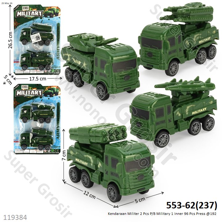 Kendaraan Militer 2 Pcs P/B Military 1 Inner 96 Pcs Press @192