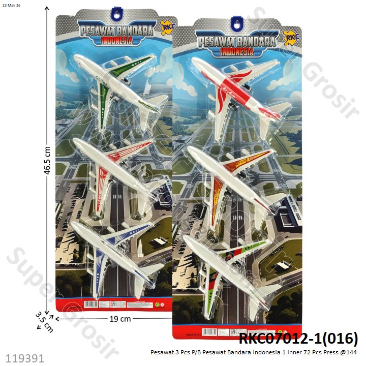 Pesawat 3 Pcs P/B Pesawat Bandara Indonesia 1 Inner 72 Pcs Press @144