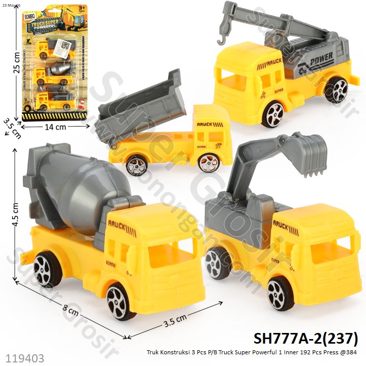 Truk Konstruksi 3 Pcs P/B Truck Super Powerful 1 Inner 192 Pcs Press @384