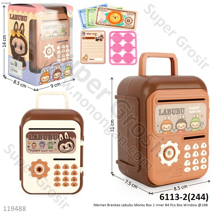 Mainan Brankas Labubu Money Box 1 Inner 84 Pcs Box Window @168