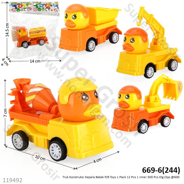 Truk Konstruksi Kepala Bebek P/B Toys 1 Pack 12 Pcs 1 Inner 300 Pcs Ktg Opp @600