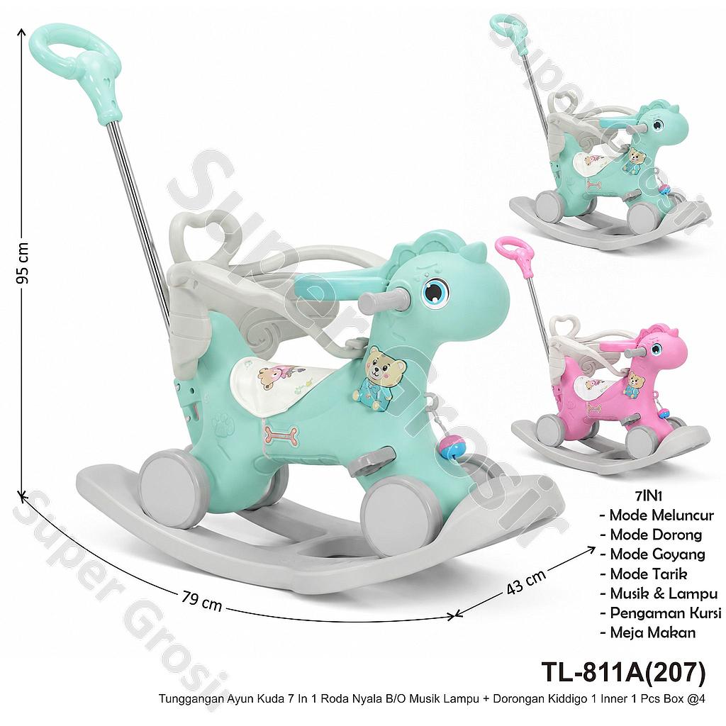 Tunggangan Ayun Kuda 7 In 1 Roda Nyala B/O Musik Lampu + Dorongan Kiddigo 1 Inner 1 Pcs Box @4