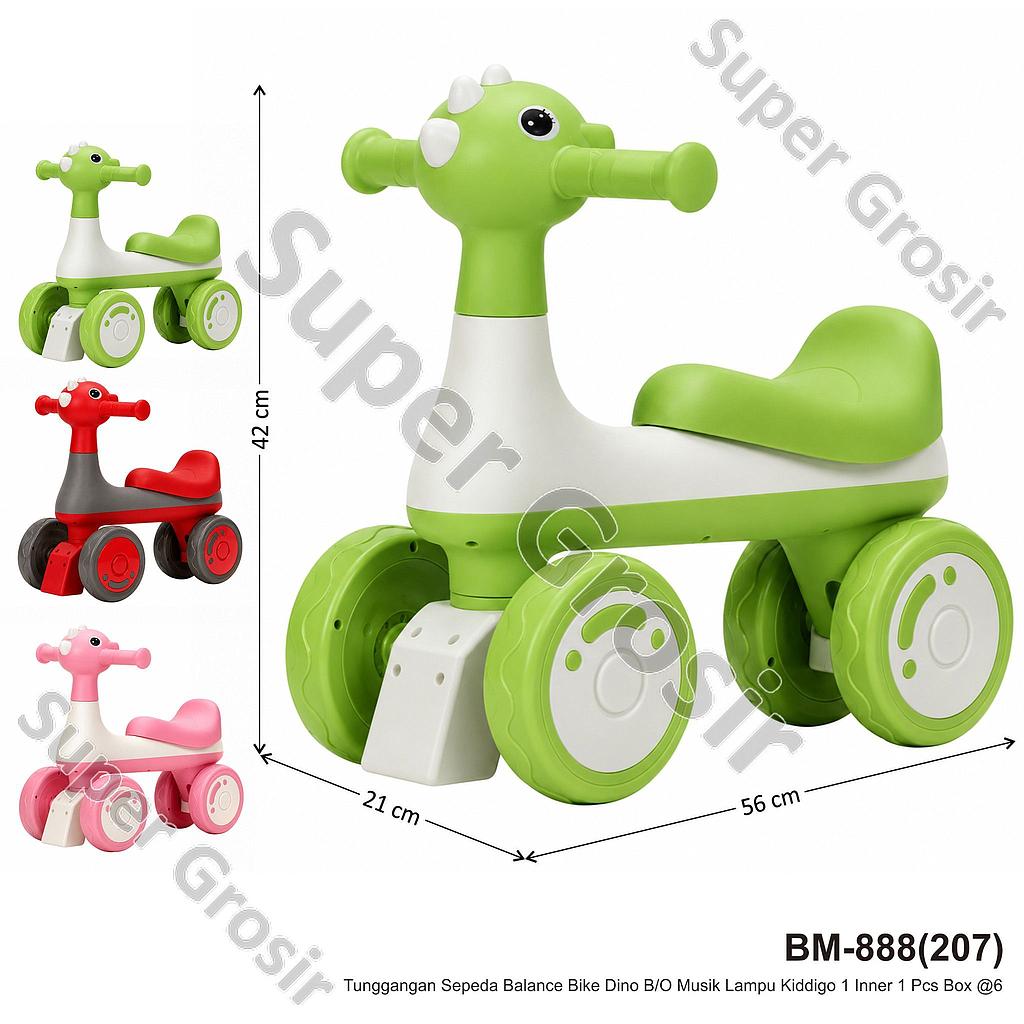 Tunggangan Sepeda Balance Bike Dino B/O Musik Lampu Kiddigo 1 Inner 1 Pcs Box @6