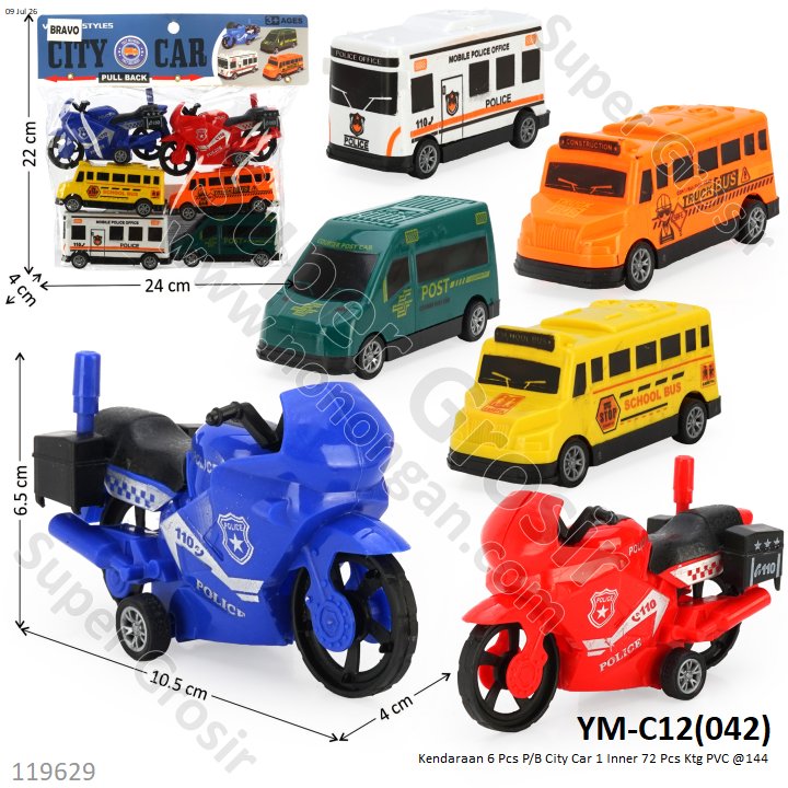 Kendaraan 6 Pcs P/B City Car 1 Inner 72 Pcs Ktg PVC @144