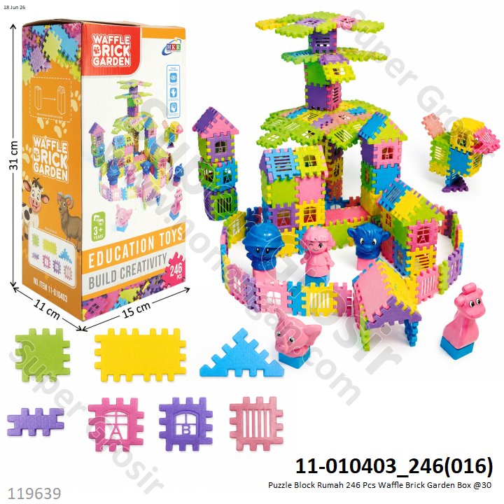 Puzzle Block Rumah 246 Pcs Waffle Brick Garden Box @30