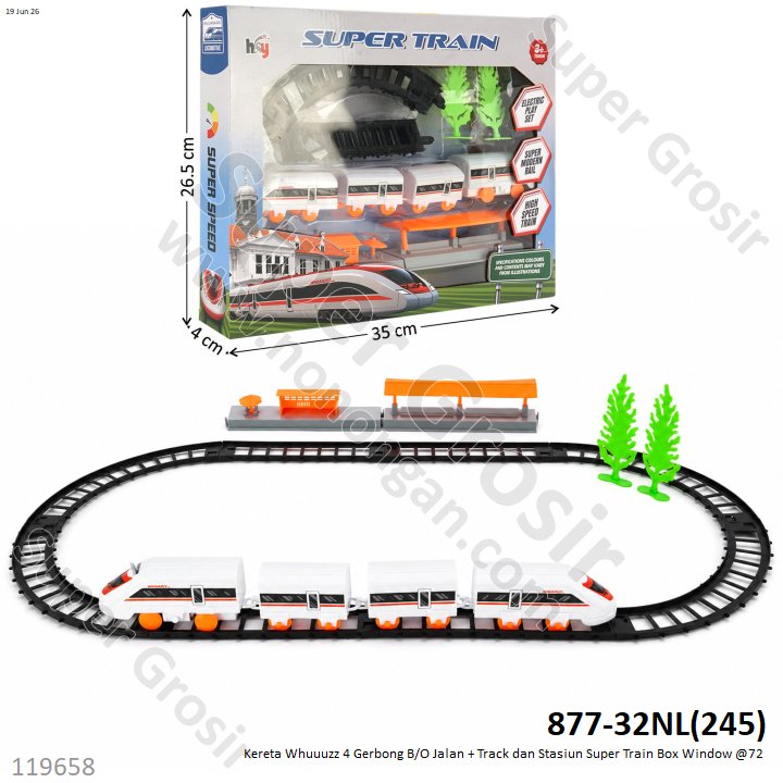 Kereta Cepat Whuuuzz 4 Gerbong B/O Jalan + Track dan Stasiun Super Train Box Window @72