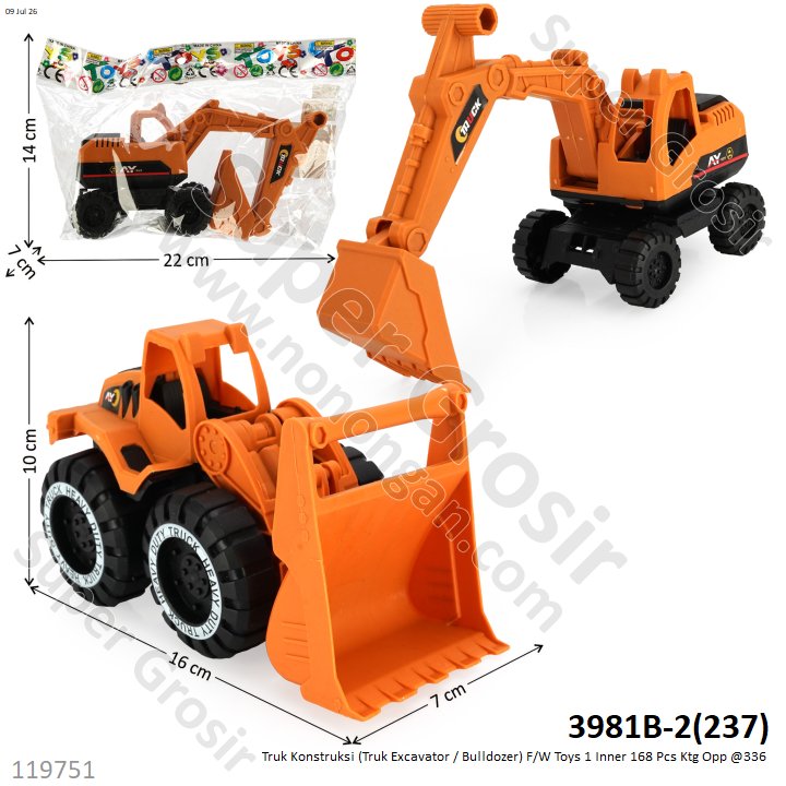 Truk Konstruksi (Truk Excavator / Bulldozer) F/W Toys 1 Inner 168 Pcs Ktg Opp @336