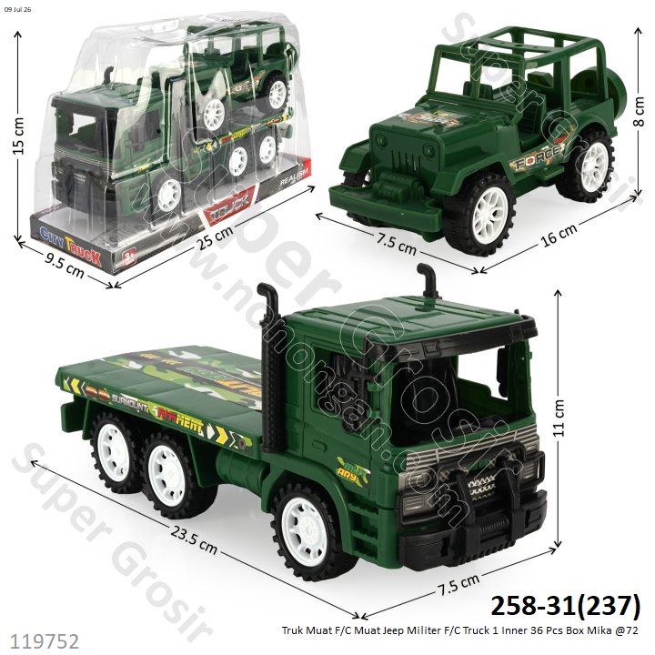 Truk Muat F/C Muat Jeep Militer F/C Truck 1 Inner 36 Pcs Box Mika @72