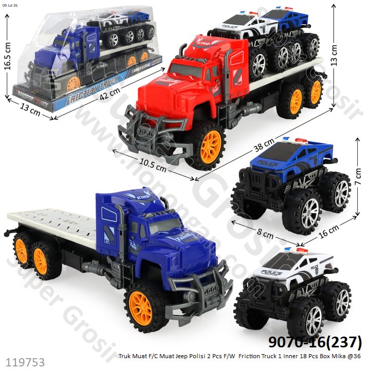 Truk Muat F/C Muat Jeep Polisi 2 Pcs F/W  Friction Truck 1 Inner 18 Pcs Box Mika @36